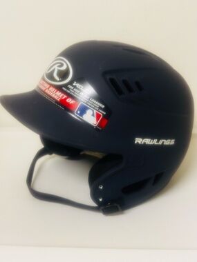 RAWLINGS 
R16 REVERSE MATTE BLACK BATTING HELMET, JUNIOR & SENIOR WITH STRING .